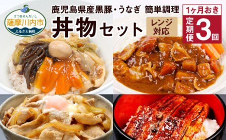 CS-808 鹿児島県産 黒豚・うなぎ 簡単調理（丼物）セット（レンジ対応） 豚丼 中華丼 うなぎ 蒲焼 カレー レンジ 簡単 調理