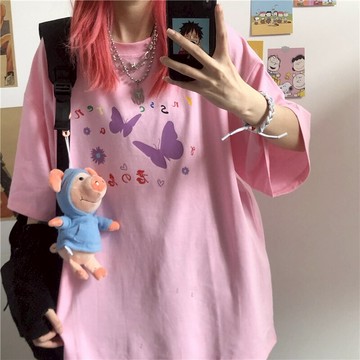 古著感怪味短袖T恤女夏ins潮原宿bf風百搭寬松chic港味上衣服