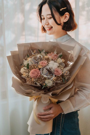 鈔票花束 紅包 母親節花束 可訂製 永生花 永生玫瑰花 求婚花束