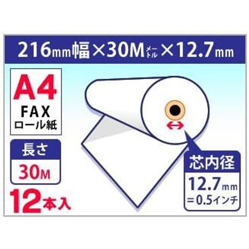 mita FAX用感熱ロール紙 A4 幅 216mm×長さ 30m×芯内径 12.7mm(0.5インチ）12本入