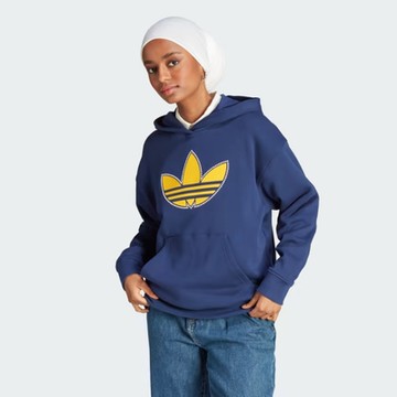 adidas 愛迪達 上衣 女款 長袖上衣 帽T 運動 三葉草 BF FIT HOODIE 藍 IL2422