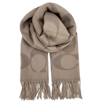 COACH 新款大C LOGO喀什米爾混羊毛圍巾(灰)