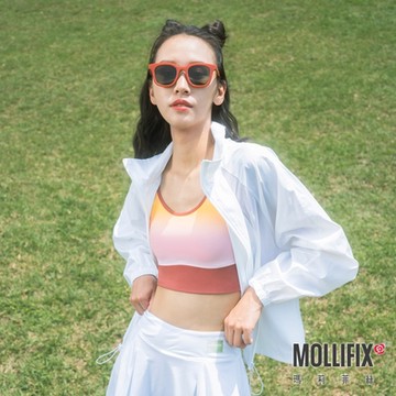 Mollifix 瑪莉菲絲 立領後拚網透氣防風外套 (白)