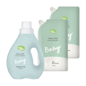 nac nac - 新品-低敏嬰兒洗衣精-1罐2包-1200mLx1+1100mLx2
