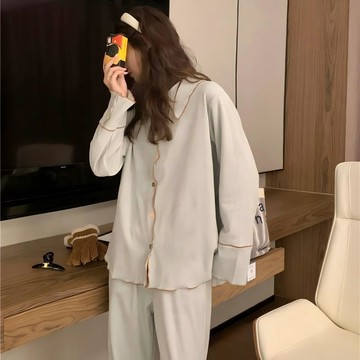 在臺🔥簡約德絨睡衣女 秋冬季加絨加厚甜美家居服兩件套 家居服套裝 女生睡衣 睡衣套裝 居家服 長袖睡衣 秋冬睡衣