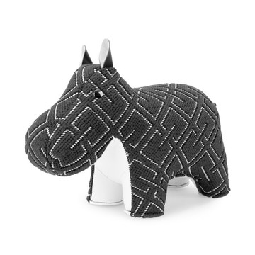 【 書擋 】河馬Hippo Kvadrat深灰布料拼接皮革動物擺飾 | 典藏禮