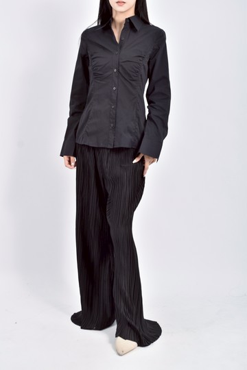 (S) naracamicie棉質長細黑色襯衫上衣