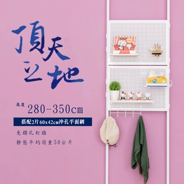 比架王 頂天立地烤漆收納架 搭60x42沖孔平面網2片 置物架 多功能網架 屏風 牆面收納 創意生活 伸縮調整