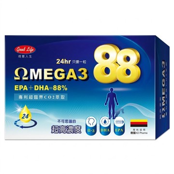 good Life 得意人生 Omega-3 88 魚油膠囊  30顆  500mg  1盒