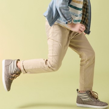 PIPPY大地色系棉質彈性休閒長褲 卡其