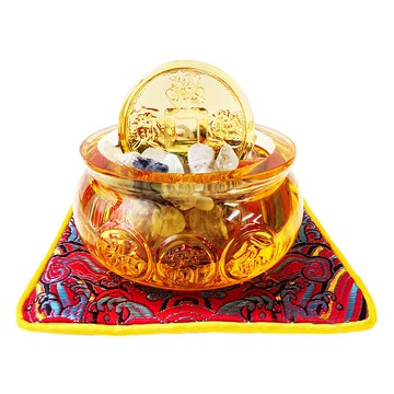 財神小舖 琉璃水晶聚寶盆擺件 招財進寶 財源廣進  守財  1組