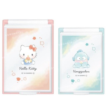 小禮堂 Sanrio 三麗鷗 塑膠方形摺疊鏡 (花朵款) Kitty 人魚漢頓