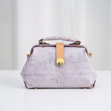 【切線派】TANGENT LINEAR手工真皮医生包撞钉女包斜挎包 雾蜡紫