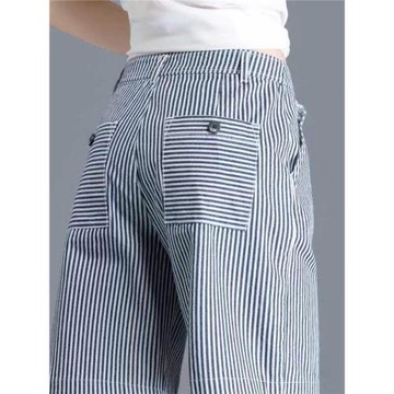 條紋牛仔褲女2025新款春秋韓版女褲直筒寬松長褲顯瘦高腰九分褲女