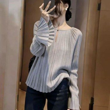 2026年春夏新款法式設計感小衆時尚氣質女裝獨特漂亮超好看上衣女 長袖襯衫 女生襯衫 圓領上衣 韓版上衣