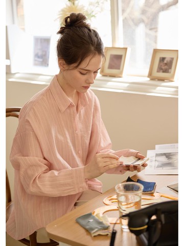 SEMI-SEE-THROUGH LOOSE FIT SHIRT (LC251SH006PK) [Pink]