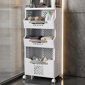 Mr.box  新式摺疊洗衣籃-附輪 3層