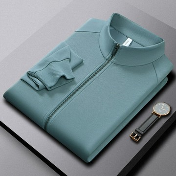 【新款熱賣】310g雙面提花秋冬季拉鏈純色立領韓版衛衣休閑簡約打底衫長袖男士