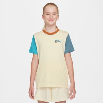 NIKE 短袖上衣 童裝 男女童 大童 K NSW TEE CLUB EXPRESS BLOCK 黃藍 HQ3244-113(2S4419)