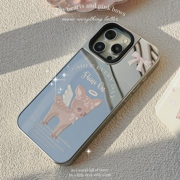 [CA2367]❥花天使鹿鹿&夢幻主角款/高質感霧面銀邊鏡面殼/磁吸殼I/iphone17 16 15Pro Max