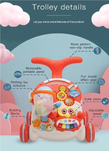 皇兒 huanger 二合一學步車+學習桌 多功能學習桌 遊戲桌紅色cf151669