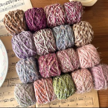 【粒線桔】三股混合紗線-馬卡龍緞帶 | 一卷50公克/1pcs(50g)