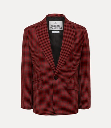 Vivienne Westwood One Button Jacket Gingham Wool Red / Black 52 Men