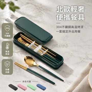 台灣出貨✨ 不鏽鋼餐具套組 筷勺叉三件組 便攜外出餐具 學生上班族環保餐具 金屬材質輕巧耐用 戶外野餐隨身餐具