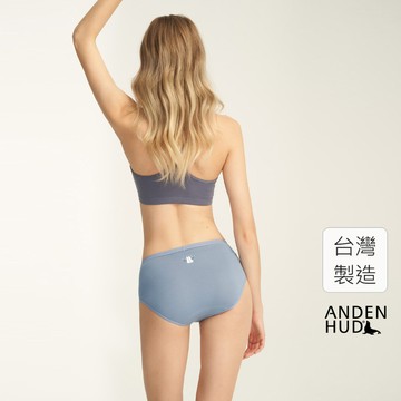 【Anden Hud】冬日氣息．中腰三角內褲(琉璃藍-雪人熊熊) 純棉台灣製