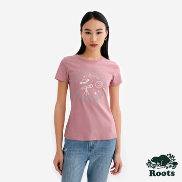 Roots女裝- UNIVERSE LOVE SLIM FIT 短袖上衣-粉紅色
