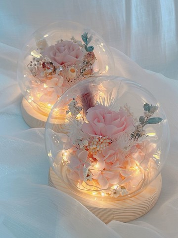 莫蘭迪 客製花禮  永生花  玻璃盅