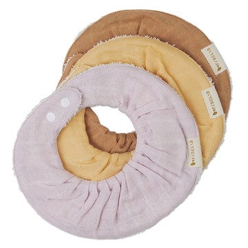 FABELAB 有機棉圓兜  漫紫 + 嫩黃 + 棕色  3件  1組