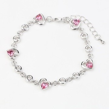 925純銀手鍊 水晶手環-簡約時尚浪漫之心生日情人節禮物女飾品6色73jr24【獨家進口】【米蘭精品】