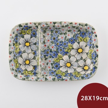 波蘭陶 靜謐星辰系列 分隔盤 28x19cm 波蘭手工製