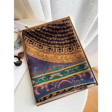 紫金唐卡香云紗老料真絲大方巾絲巾桑蠶絲圍巾中式旗袍披肩女送禮