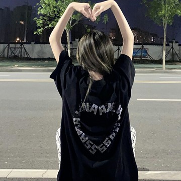 歐美高街短袖t恤女夏新款2022寬松韓版ins設計感小眾oversize上衣