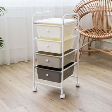 H&R安室家 台製奶茶色四層收納抽屜車G193