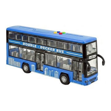 BAOLE STAR TOYS 寶樂星 車門可開/燈光音效/音樂/說故事 聲光摩輪雙層巴士公車 9852  藍色  27 x 7.5 x 11.5cm  1個