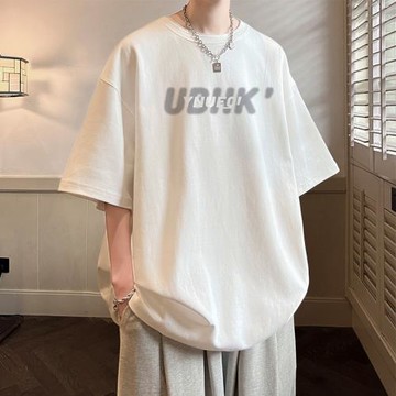 重磅短袖t恤男純棉夏季新款寬松圓領體恤潮流百搭潮牌男生半截袖