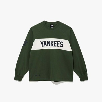 【NEW ERA】長袖上衣 韓版AP MLB COLOR BLOCK TL43 紐約洋基 綠 男女款 -NE14397972