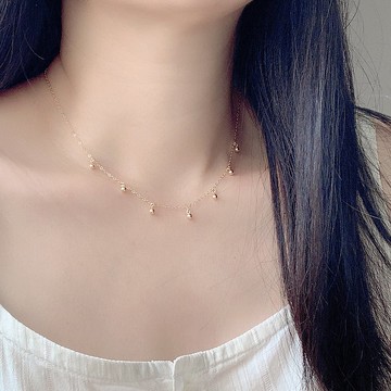 【14Kgf不褪色】 垂墜金球 項鍊 鎖骨鏈 客製化 不過敏