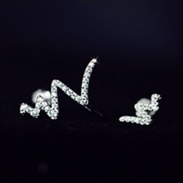 [米蘭精品] 鑲鑽耳環耳飾-精緻波浪曲線閃電情人節生日禮物女飾品73du4