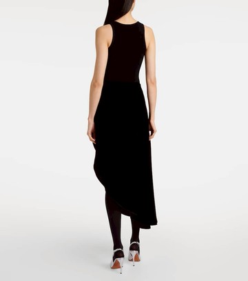 Alaïa Asymmetric velvet midi skirt