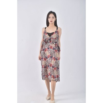 (S) whowhatwear質感吊帶花紋紅色洋裝二手衣