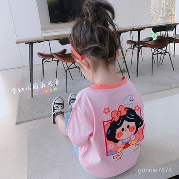 【夏日小可愛】女童短袖T恤新款女寶寶夏裝洋氣兒童夏季百搭半袖上衣T恤 韓版T恤 兒童T恤 短袖夏季上衣 女童短袖t恤