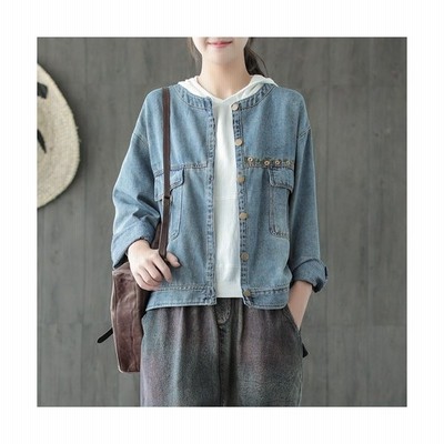 Gジャン レディース ファッション デニムジャケット 代 30代 40代 50代 女性 カジュアル 夏服 秋 春 ノーカラー 刺繍 小花柄 長袖 大人きれい 通販 Lineポイント最大get Lineショッピング