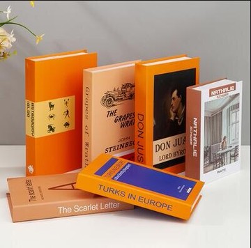 仿真書 橘色假書仿真書擺件軟裝家居飾品道具模型書客廳電視柜擺設裝飾書