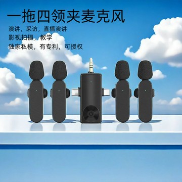 一拖四跨境無線領夾麥克風H18三合一接口直播手機拍攝降噪話筒【Snowbelle優選】
