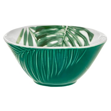 Premier 瓷製沙拉碗/飯碗/湯碗 12cm 葉形壓紋  熱帶葉 綠色 + 白色  1個