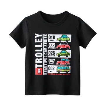 27KIDS - 純棉短袖上衣-車車排行榜-黑色